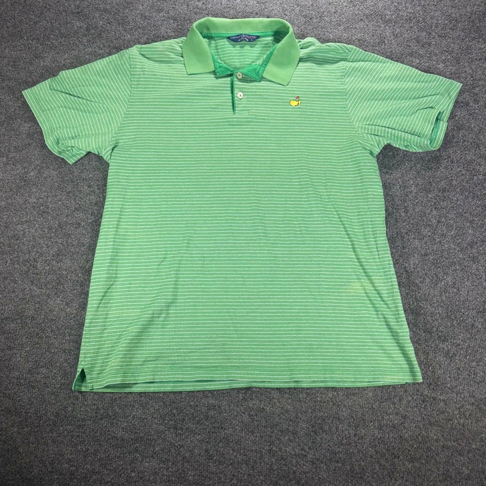 Masters Polo Shirt Clubhouse Collection Italy Striped Golf XL Green Mens